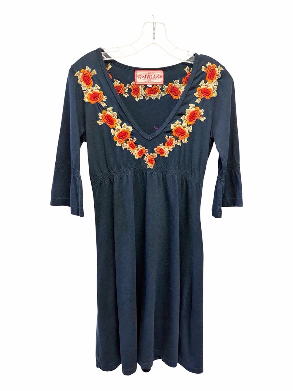 Johnny Was JWLA Navy Floral Embroidered Dress Size S
